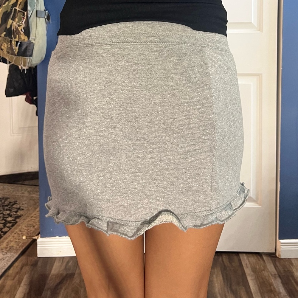 Gray Ruffle Mini Skirt - Picture 3 of 7